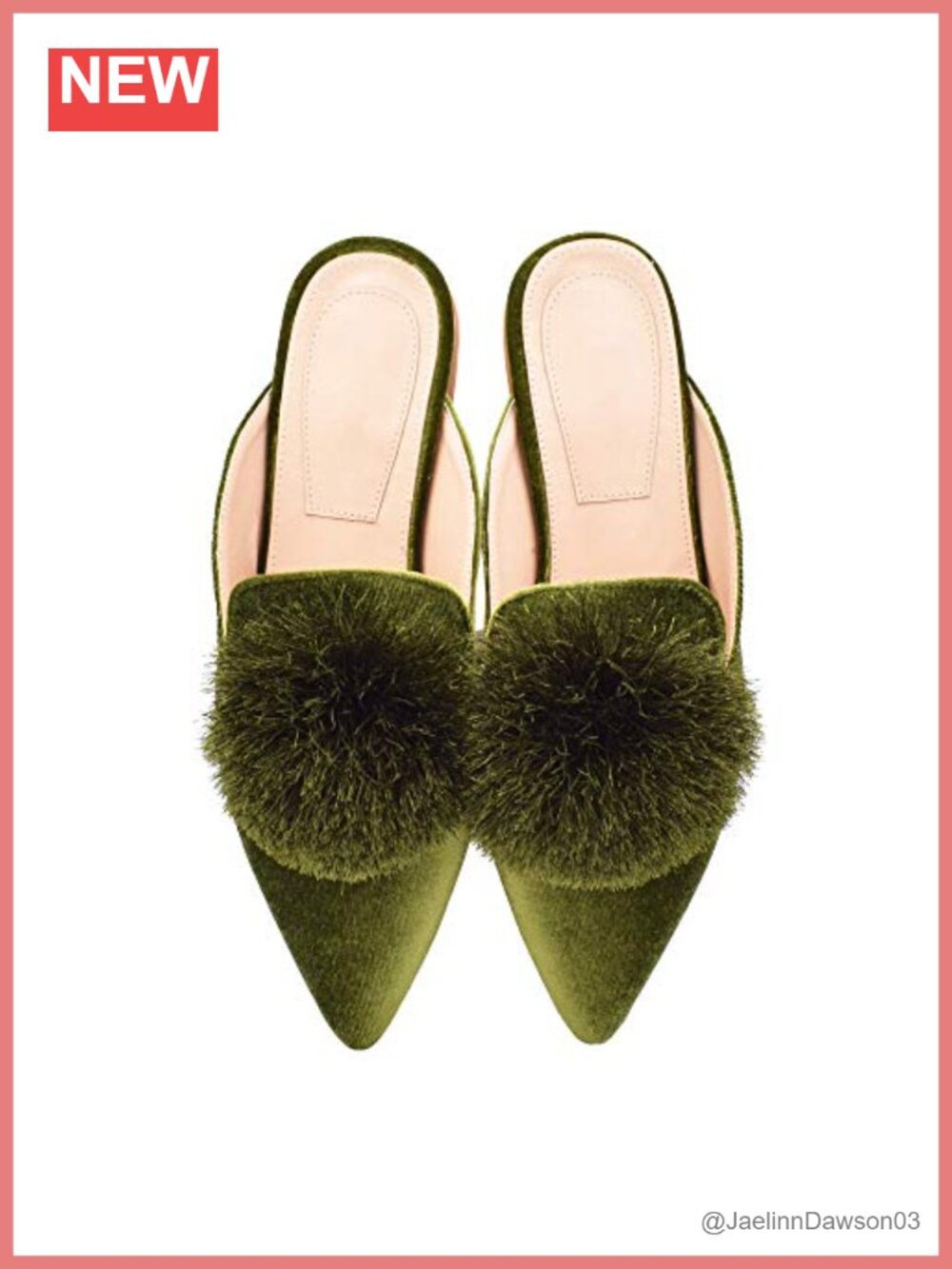 Puff Pompom Pointed Toe Mule Loafers Slip-On Flats Casual